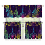 Rainbow Native Dream Catcher Print 3 Piece Kitchen Curtains