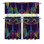 Rainbow Native Dream Catcher Print 3 Piece Kitchen Curtains