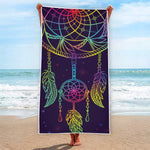 Rainbow Native Dream Catcher Print Beach Towel