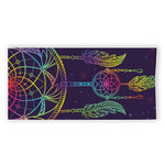 Rainbow Native Dream Catcher Print Beach Towel