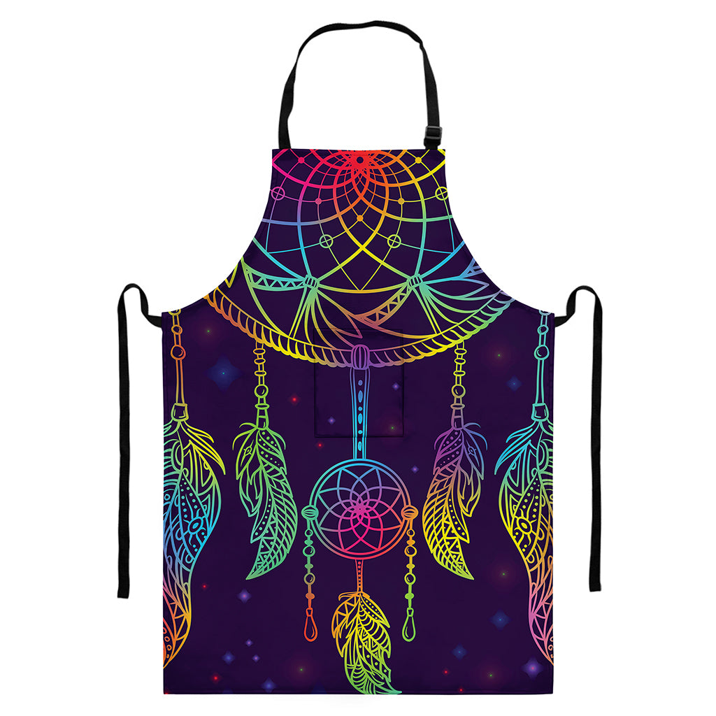 Rainbow Native Dream Catcher Print Bib Apron With Pocket