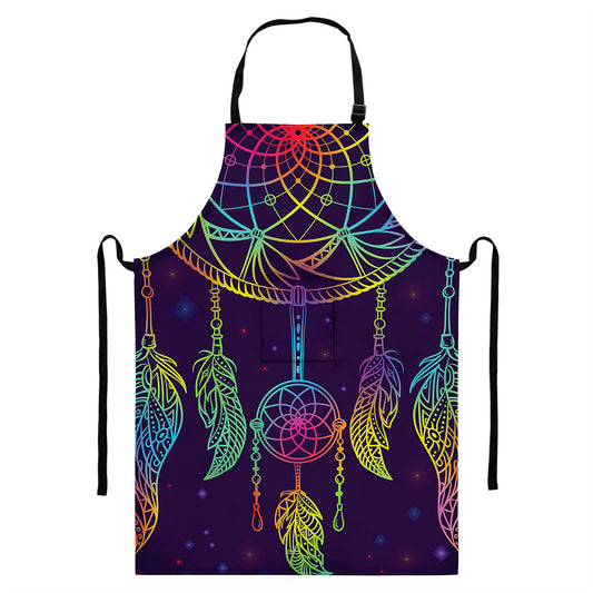 Rainbow Native Dream Catcher Print Bib Apron With Pocket