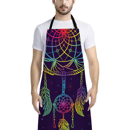 Rainbow Native Dream Catcher Print Bib Apron With Pocket