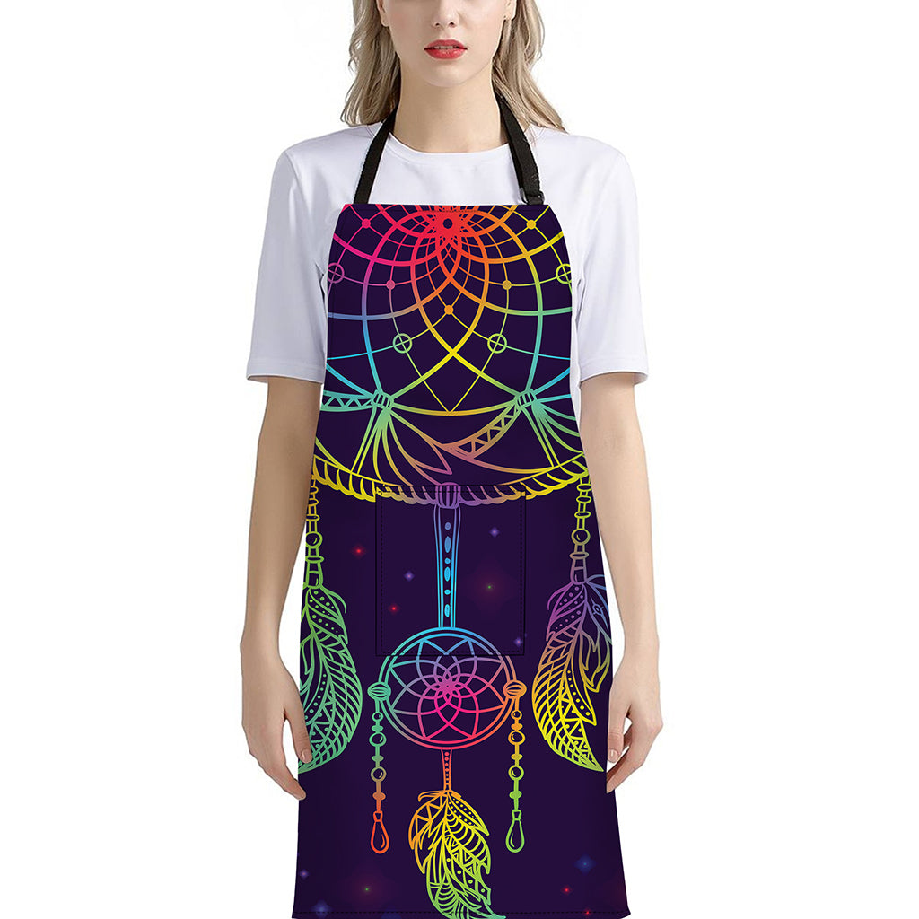 Rainbow Native Dream Catcher Print Bib Apron With Pocket