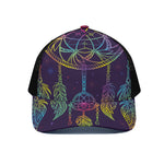 Rainbow Native Dream Catcher Print Black Mesh Trucker Cap