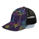 Rainbow Native Dream Catcher Print Black Mesh Trucker Cap