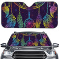 Rainbow Native Dream Catcher Print Car Windshield Sun Shade