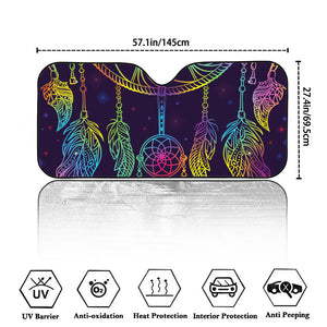 Rainbow Native Dream Catcher Print Car Windshield Sun Shade