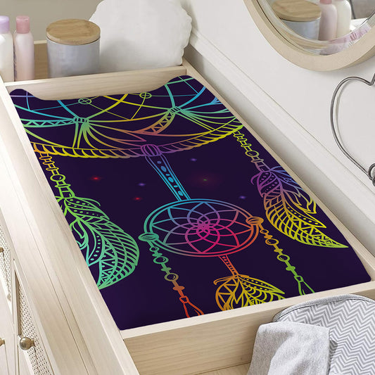 Rainbow Native Dream Catcher Print Changing Pad Cover