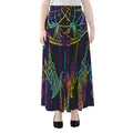 Rainbow Native Dream Catcher Print Chiffon Maxi Skirt
