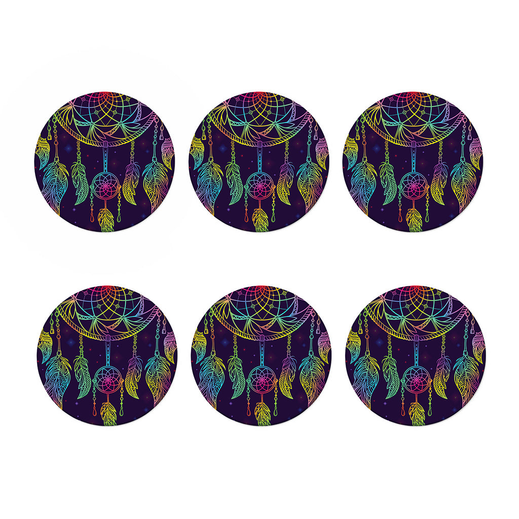 Rainbow Native Dream Catcher Print Coaster Set