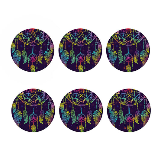 Rainbow Native Dream Catcher Print Coaster Set