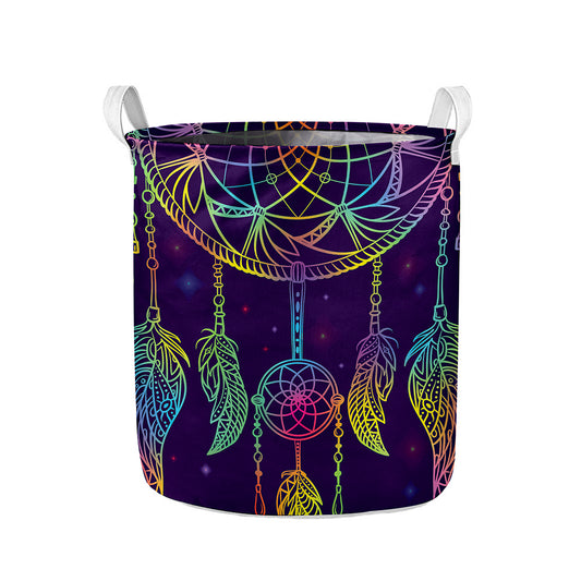 Rainbow Native Dream Catcher Print Collapsible Laundry Basket