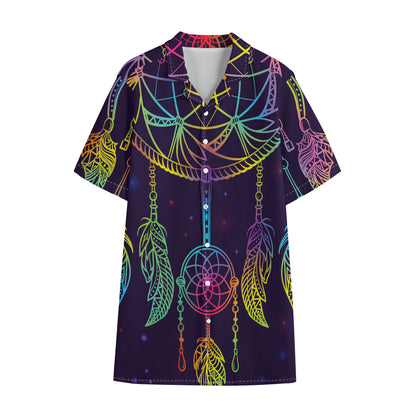 Rainbow Native Dream Catcher Print Cotton Hawaiian Shirt