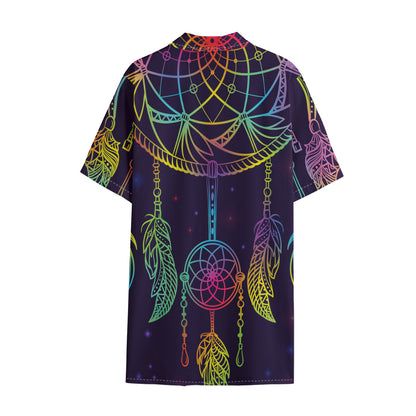 Rainbow Native Dream Catcher Print Cotton Hawaiian Shirt