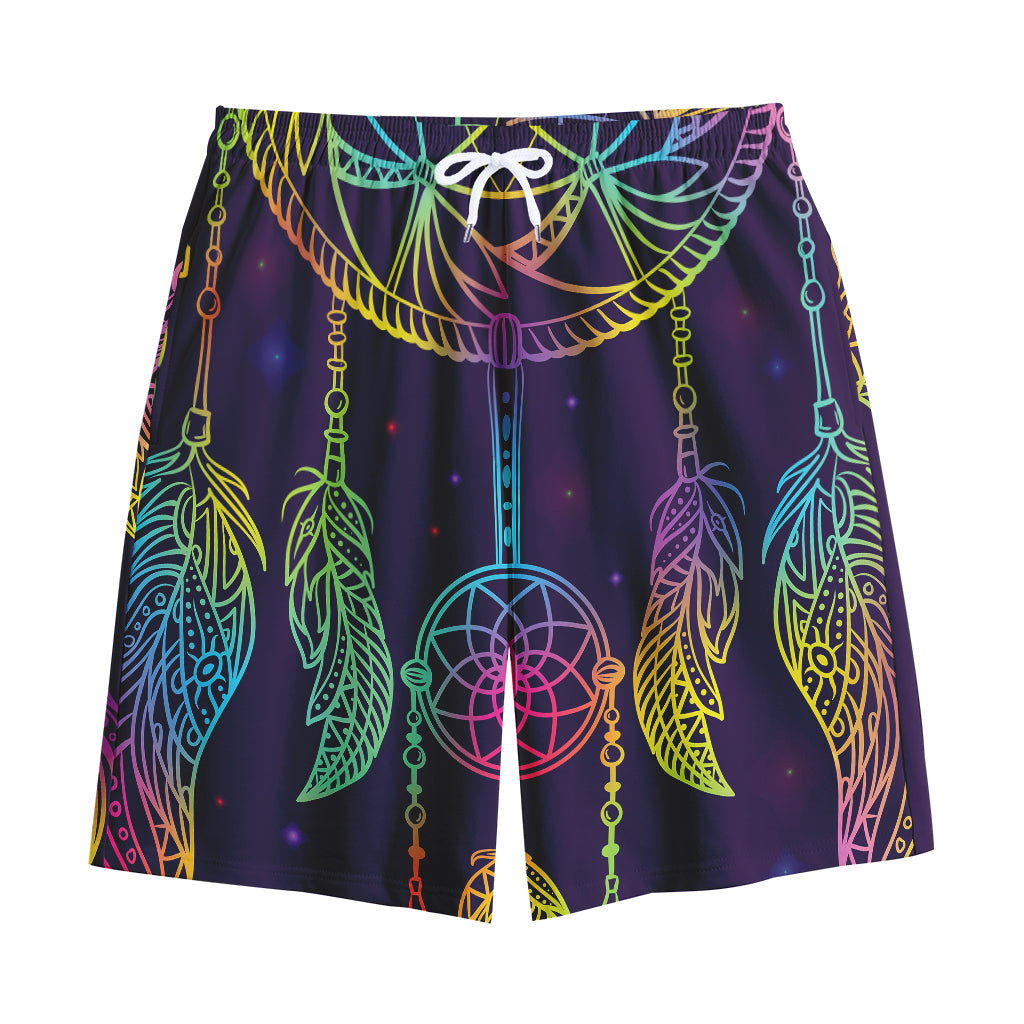 Rainbow Native Dream Catcher Print Cotton Shorts