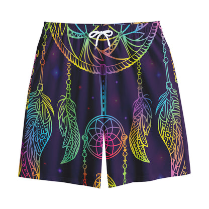 Rainbow Native Dream Catcher Print Cotton Shorts