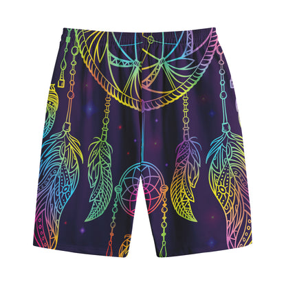 Rainbow Native Dream Catcher Print Cotton Shorts