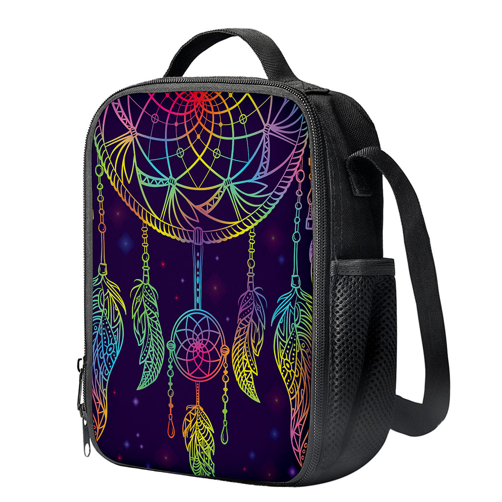 Rainbow Native Dream Catcher Print Crossbody Lunch Bag