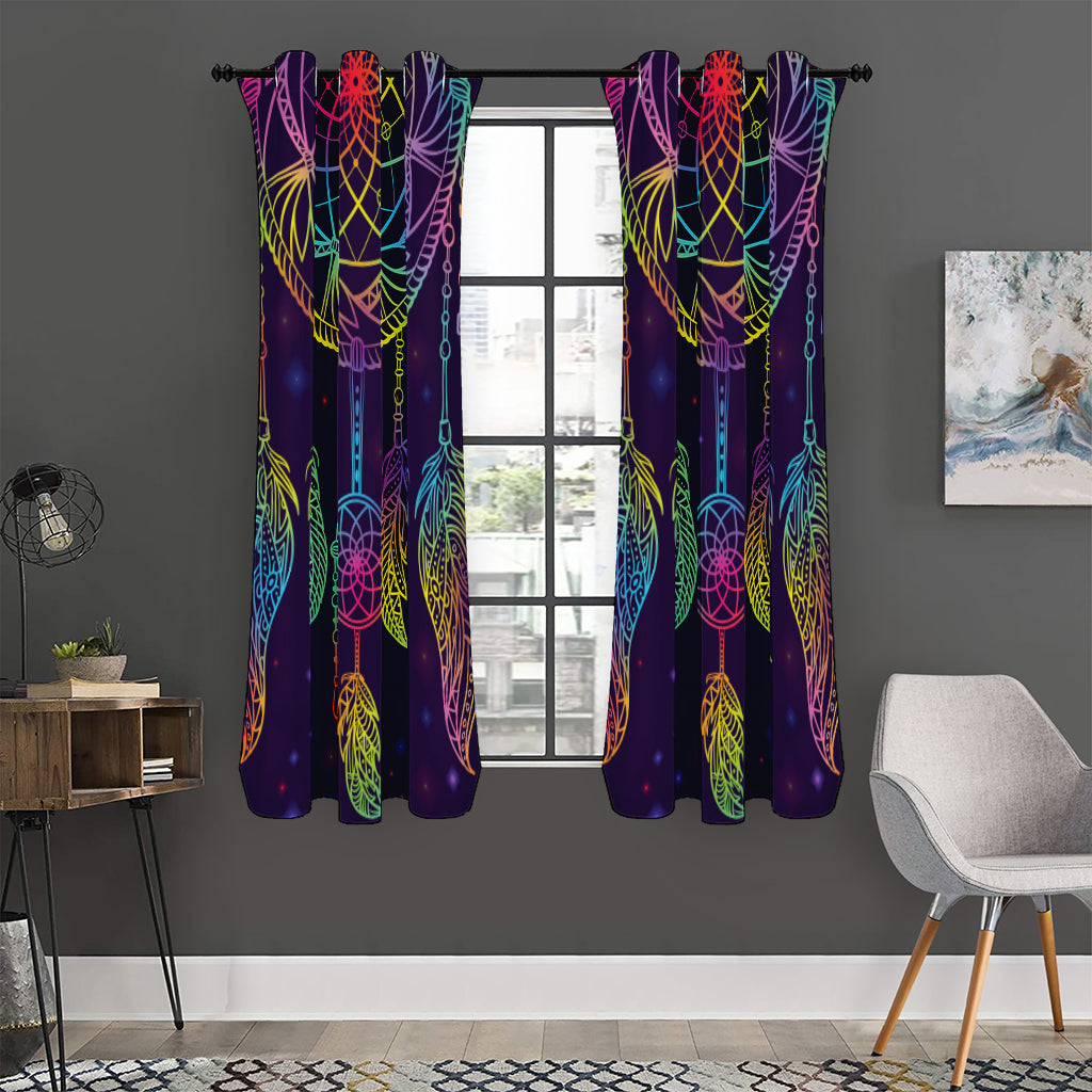 Rainbow Native Dream Catcher Print Curtain