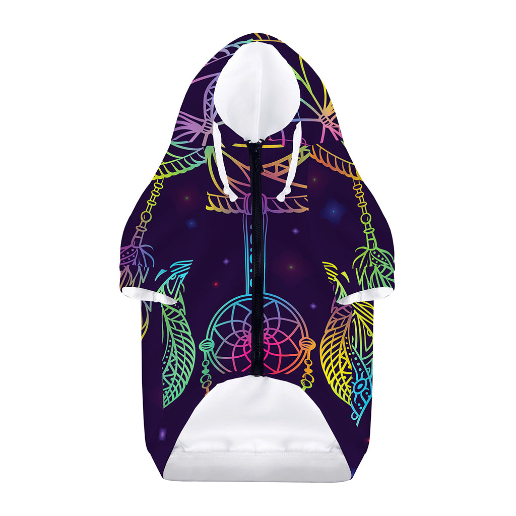 Rainbow Native Dream Catcher Print Dog Zip Up Hoodie