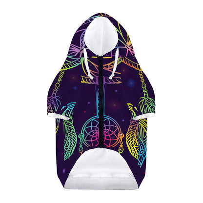 Rainbow Native Dream Catcher Print Dog Zip Up Hoodie