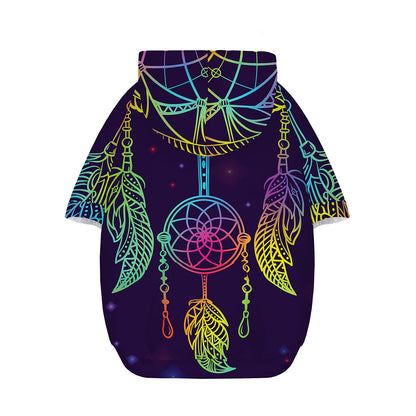 Rainbow Native Dream Catcher Print Dog Zip Up Hoodie