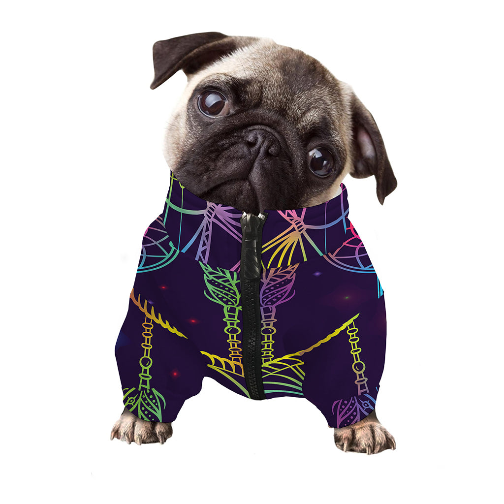 Rainbow Native Dream Catcher Print Dog Zip Up Jacket