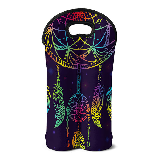 Rainbow Native Dream Catcher Print Double Neoprene Wine Tote