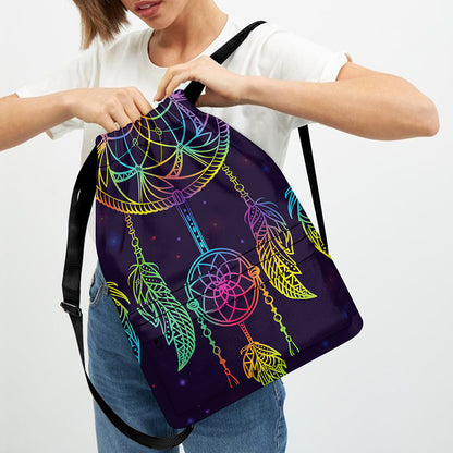 Rainbow Native Dream Catcher Print Drawstring Backpack