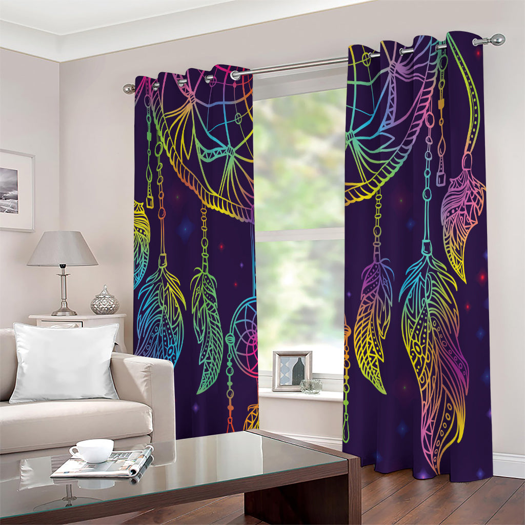 Rainbow Native Dream Catcher Print Extra Wide Grommet Curtains