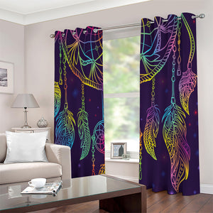 Rainbow Native Dream Catcher Print Extra Wide Grommet Curtains