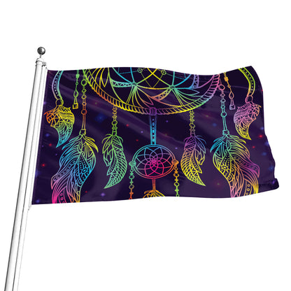 Rainbow Native Dream Catcher Print Flag