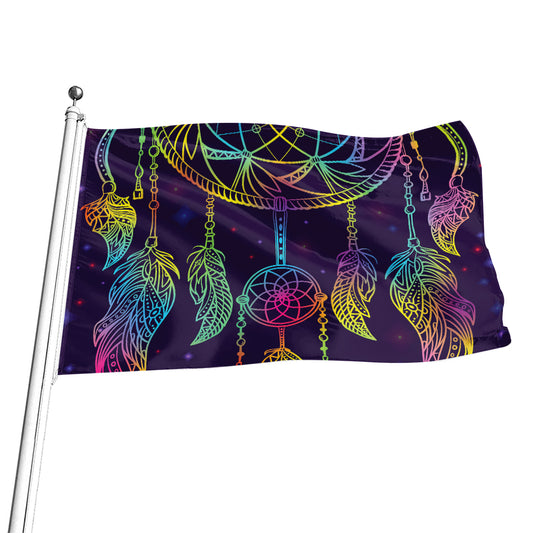 Rainbow Native Dream Catcher Print Flag