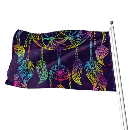 Rainbow Native Dream Catcher Print Flag