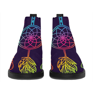 Rainbow Native Dream Catcher Print Flat Ankle Boots