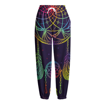 Rainbow Native Dream Catcher Print Fleece Lined Knit Pants
