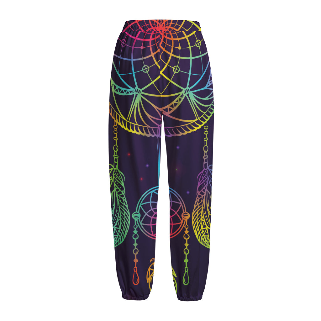 Rainbow Native Dream Catcher Print Fleece Lined Knit Pants