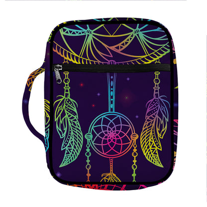 Rainbow Native Dream Catcher Print Front Pocket Bible Bag