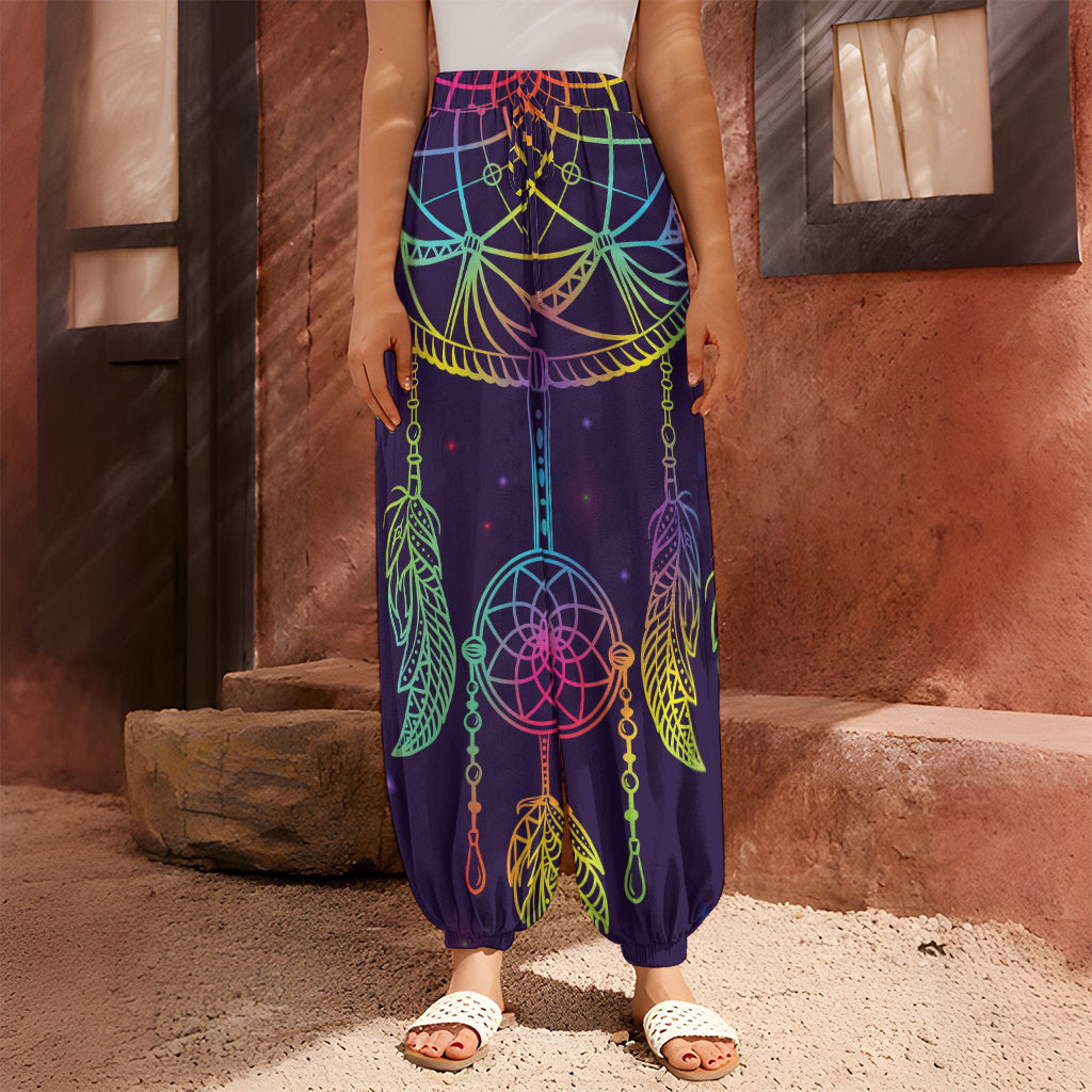 Rainbow Native Dream Catcher Print Harem Pants