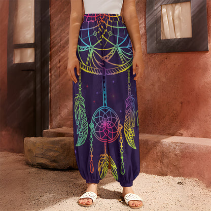 Rainbow Native Dream Catcher Print Harem Pants