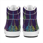Rainbow Native Dream Catcher Print High Top Leather Sneakers
