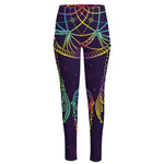 Rainbow Native Dream Catcher Print High-Waisted Pocket Leggings