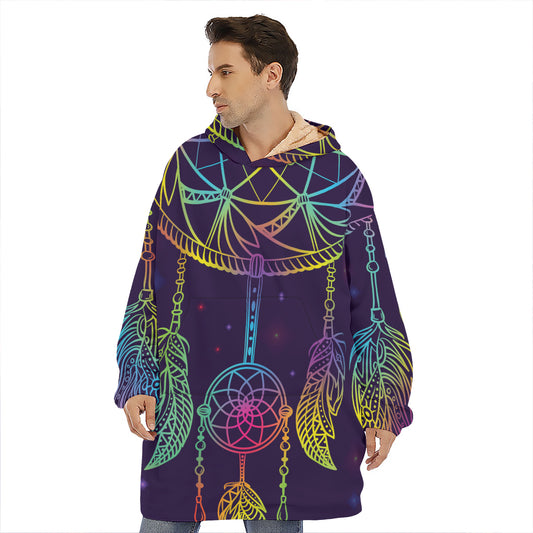 Rainbow Native Dream Catcher Print Hoodie Blanket