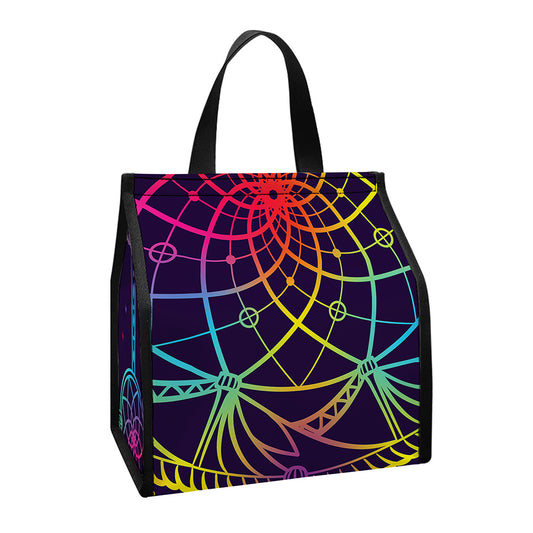 Rainbow Native Dream Catcher Print Insulated Lunch Tote