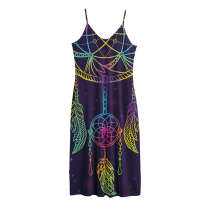 Rainbow Native Dream Catcher Print Jersey Midi Cami Dress