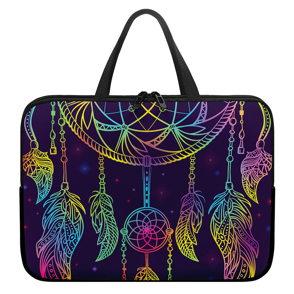 Rainbow Native Dream Catcher Print Laptop Sleeve With Handle