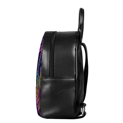 Rainbow Native Dream Catcher Print Leather Backpack