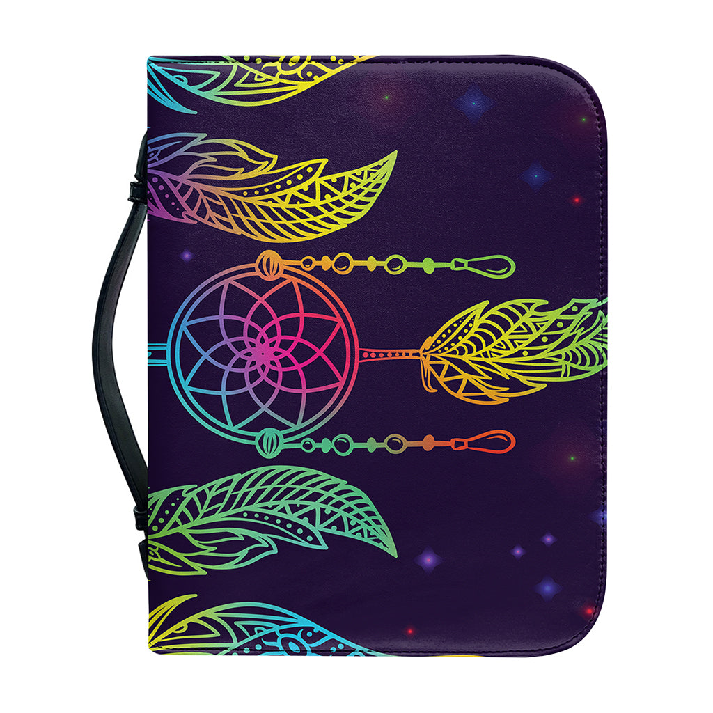 Rainbow Native Dream Catcher Print Leather Bible Cover
