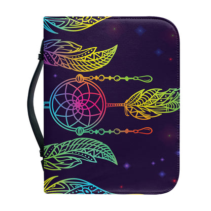 Rainbow Native Dream Catcher Print Leather Bible Cover